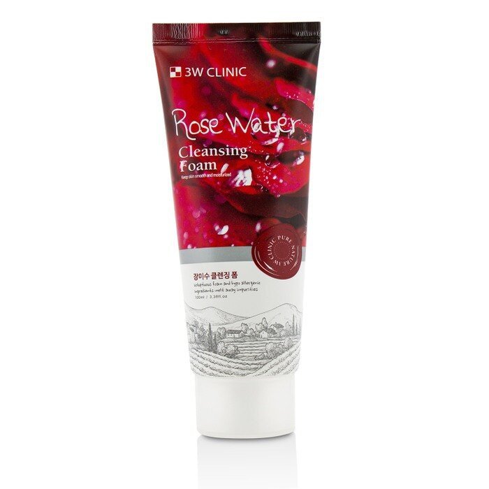 3W Clinic Cleansing foam Rose water 100ml - Kbazar Korean Cosmetics Store