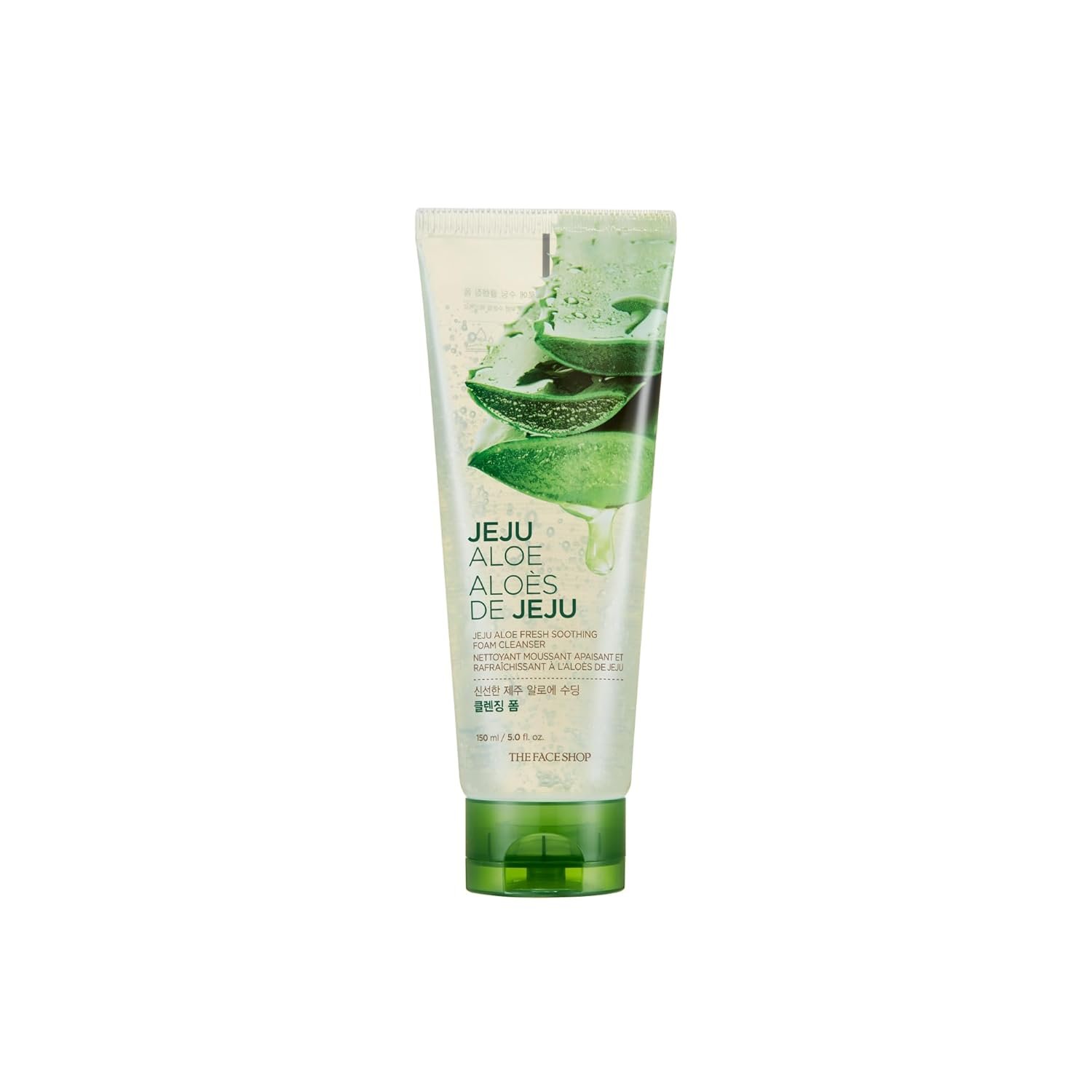 The Face Shop Jeju Aloe Fresh Soothing Foam Cleanser 150ml - Kbazar - Korean Cosmetics Store