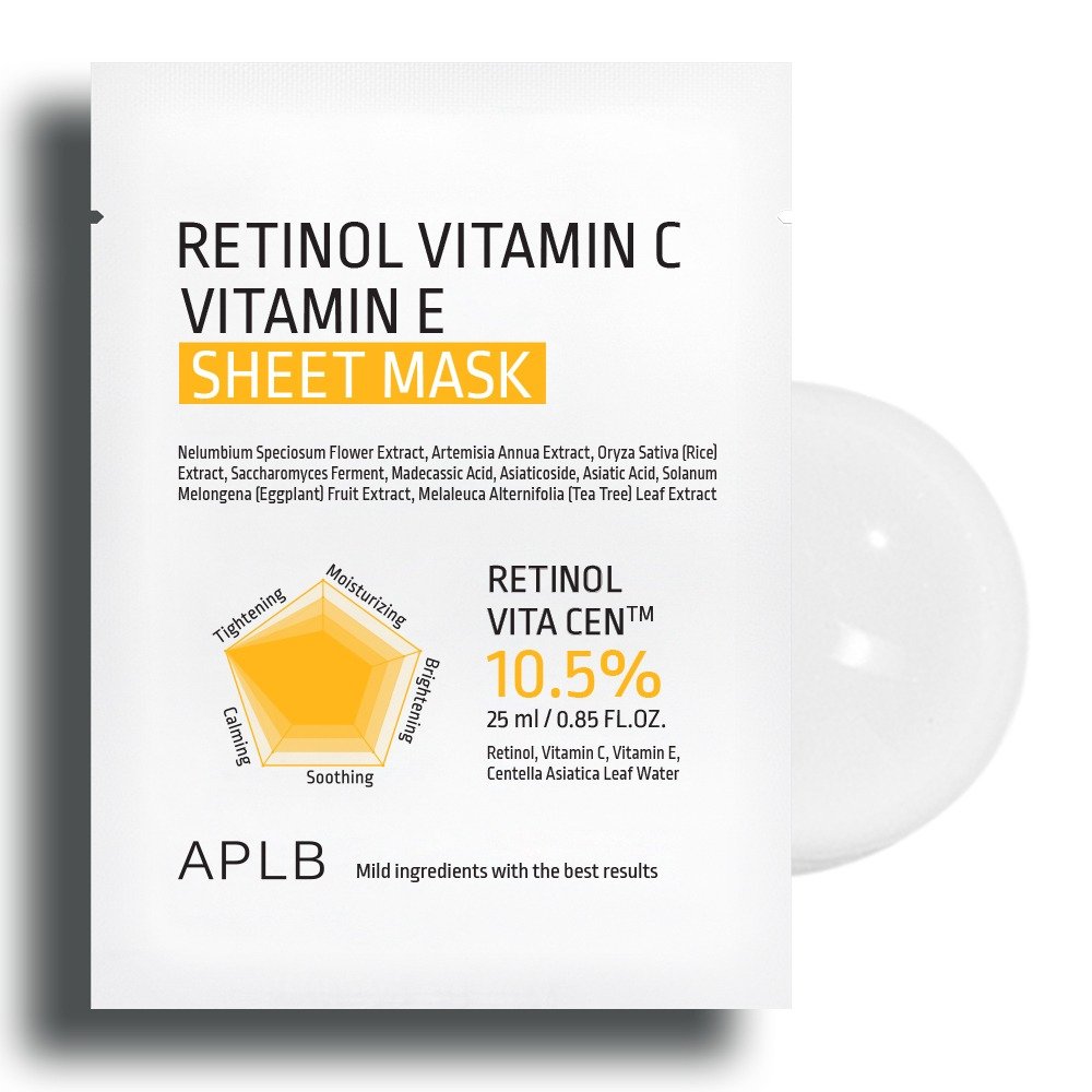 APLB Retinol Vitamin C Vitamin E Sheet Mask 25ml - Kbazar Korean Cosmetics Store
