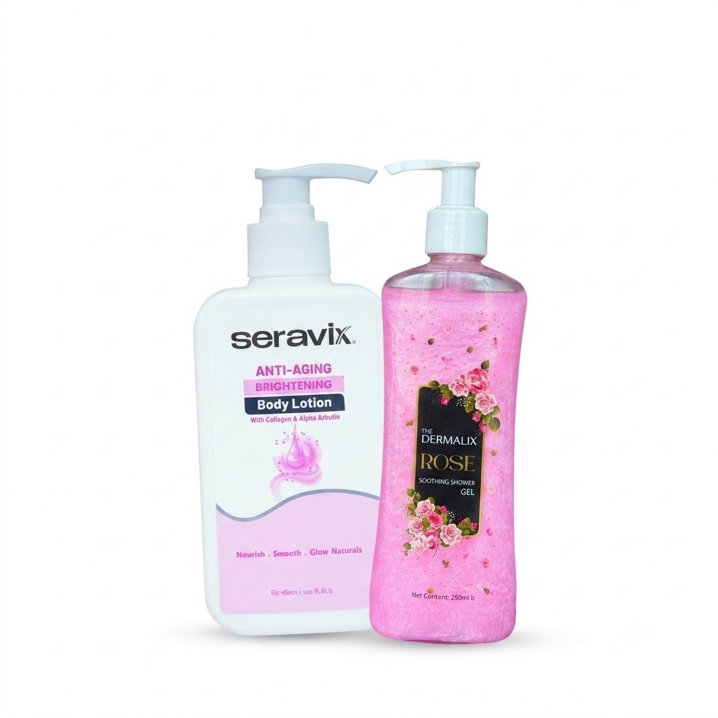 RADIANT Body Duo Buy Seravix Anti Aging Brighening Body Lotion 240ml Get 1 The Dermalix Rose Soothing Shower Gel 250ml Free - Kbazar Korean Cosmetics Store