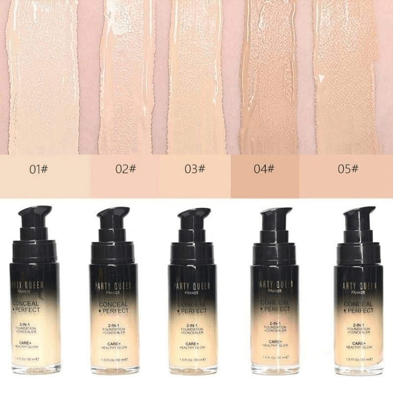 Party Queen Conceal and Perfect 2-in-1 Liquid full Coverage Foundation (Blushing beige)-05 - Kbazar Korean Cosmetics Store