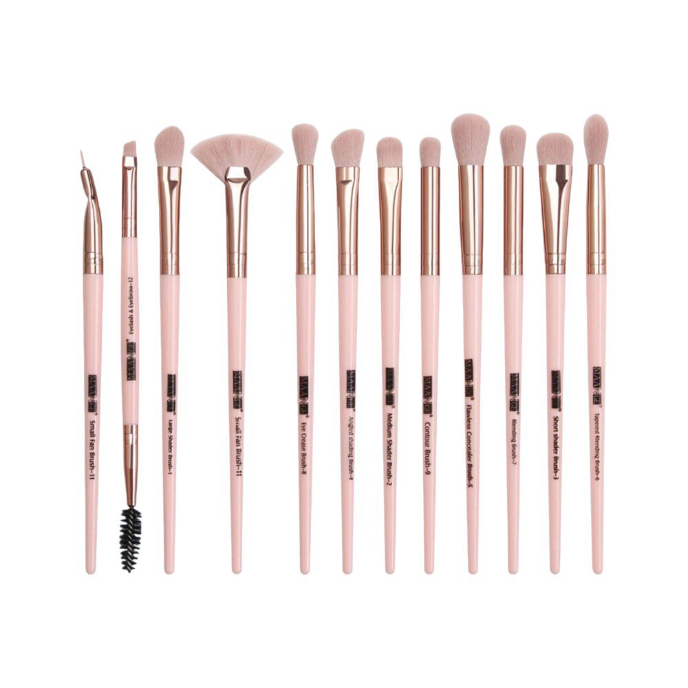 Maange 12pcs Mix Makeup Brush Set Pink - Kbazar - Korean Cosmetics Store