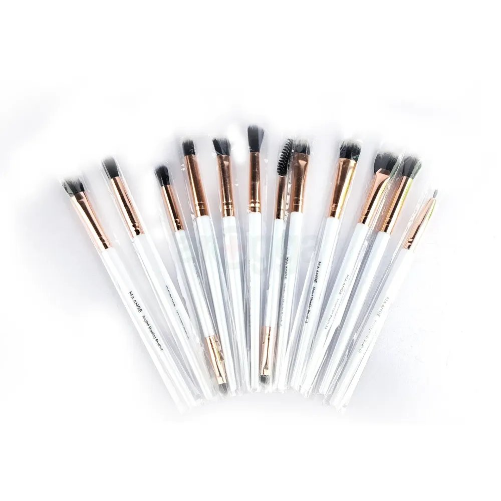 Maange 12pcs Mix Makeup Brush Set White - Kbazar - Korean Cosmetics Store