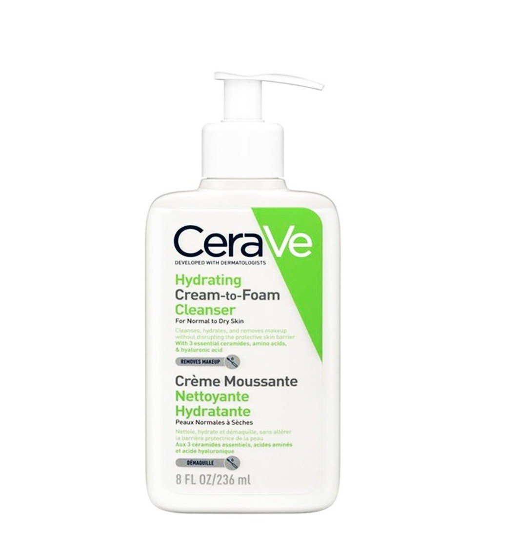 CeraVe Hydrating Cream To Foam Cleanser For Normal To Dry Skin 237ml - Kbazar Korean Cosmetics Store