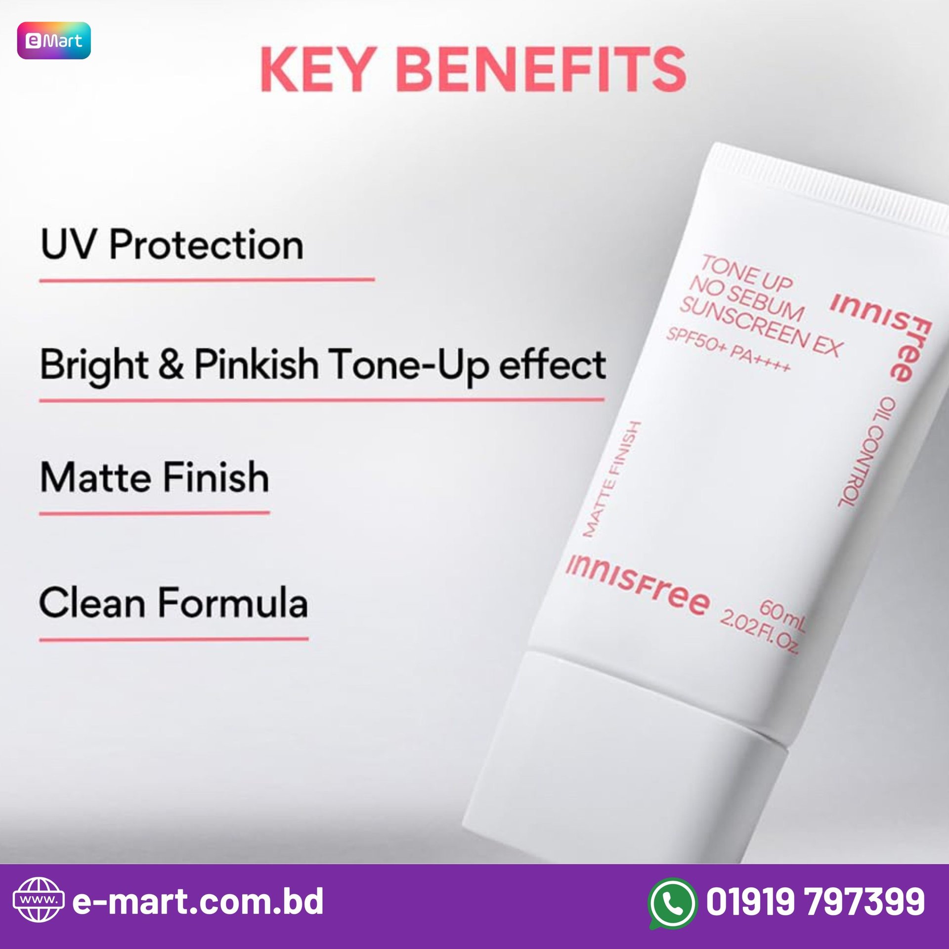 Innisfree Tone Up Watering Sunscreen SPF50+ PA++++ 50ml - Kbazar Korean Cosmetics Store