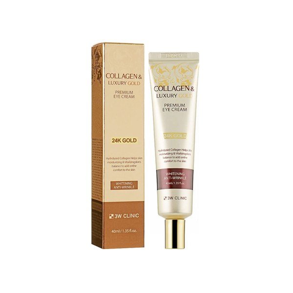 3W CLINIC Collagen & Luxury Gold Premium Eye Cream 40ml - Kbazar - Korean Cosmetics Store