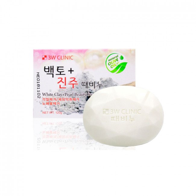 3W CLINIC Clay Pearl Soap 120g - Kbazar - Korean Cosmetics Store