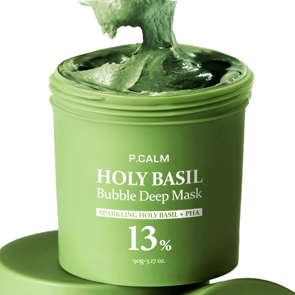 P.CALM Holy Basil Bubble Deep Mask 90g Set (+Dual Pore Brush) - Kbazar - Korean Cosmetics Store