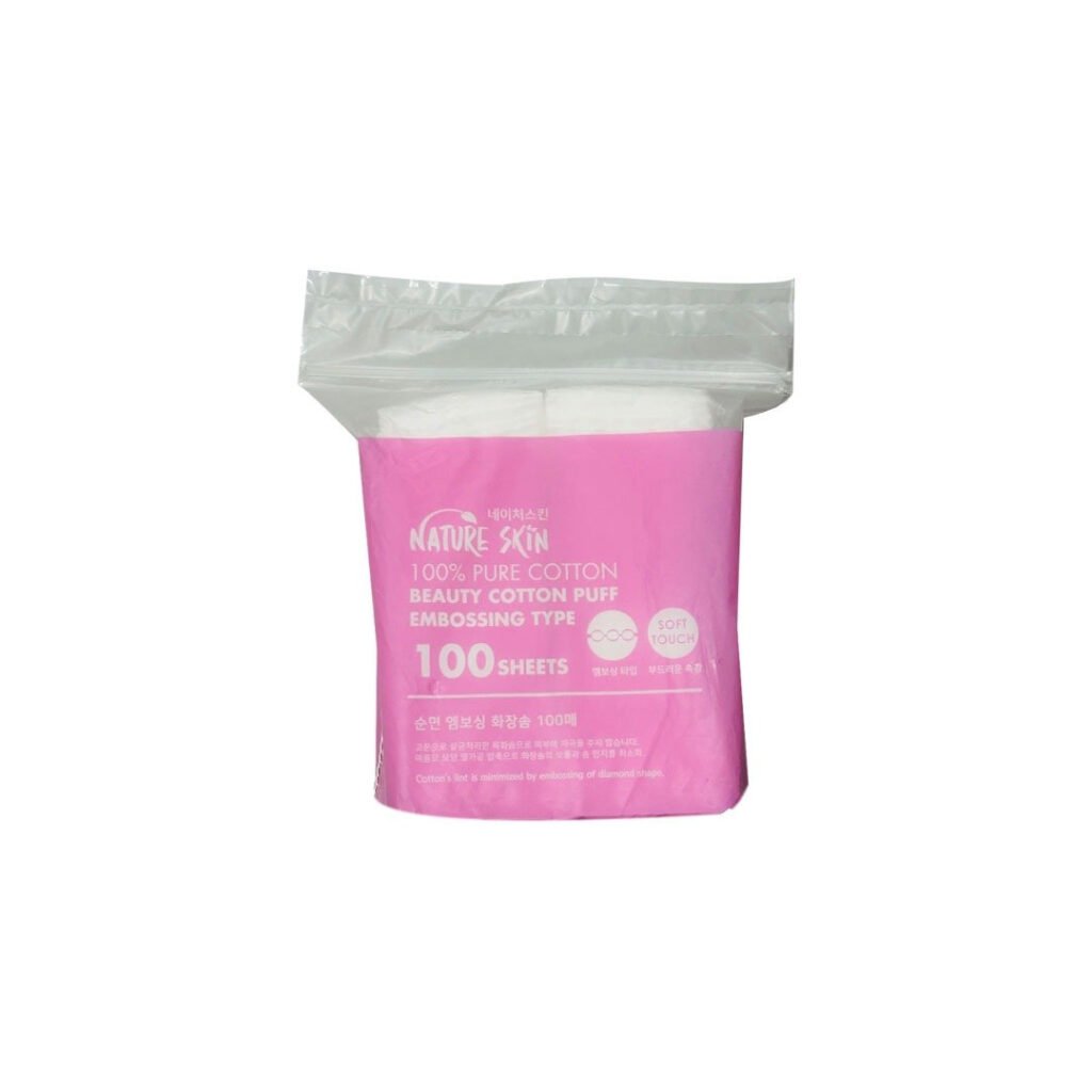 Nature Skin Embossing Beauty Cotton Puff 100 Sheets - Kbazar - Korean Cosmetics Store