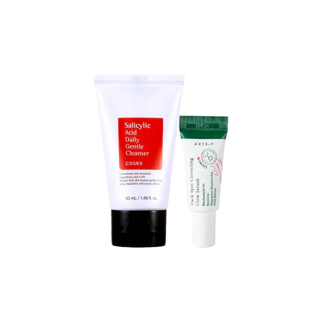Acne Combo: Cosrx Salicylic Acid Cleanser 50ml + AXIS-Y Dark Spot Serum 5ml - Kbazar Korean Cosmetics Store