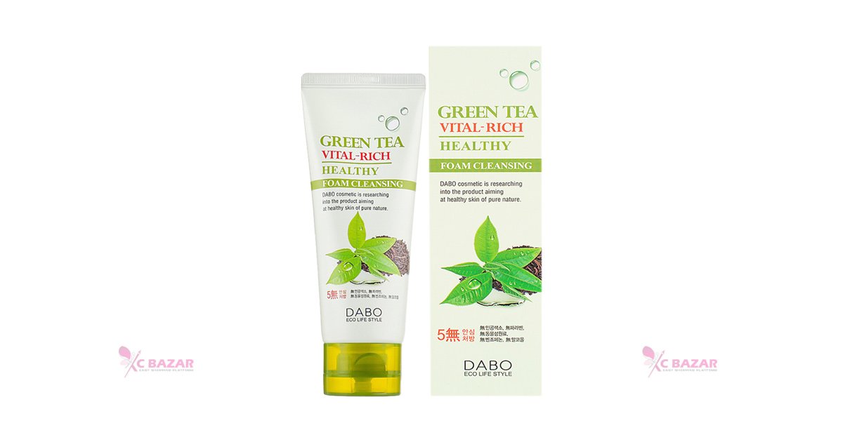 Dabo Green Tea Vital-Rich Healthy Foam Cleanser 100 ml - Kbazar Korean Cosmetics Store