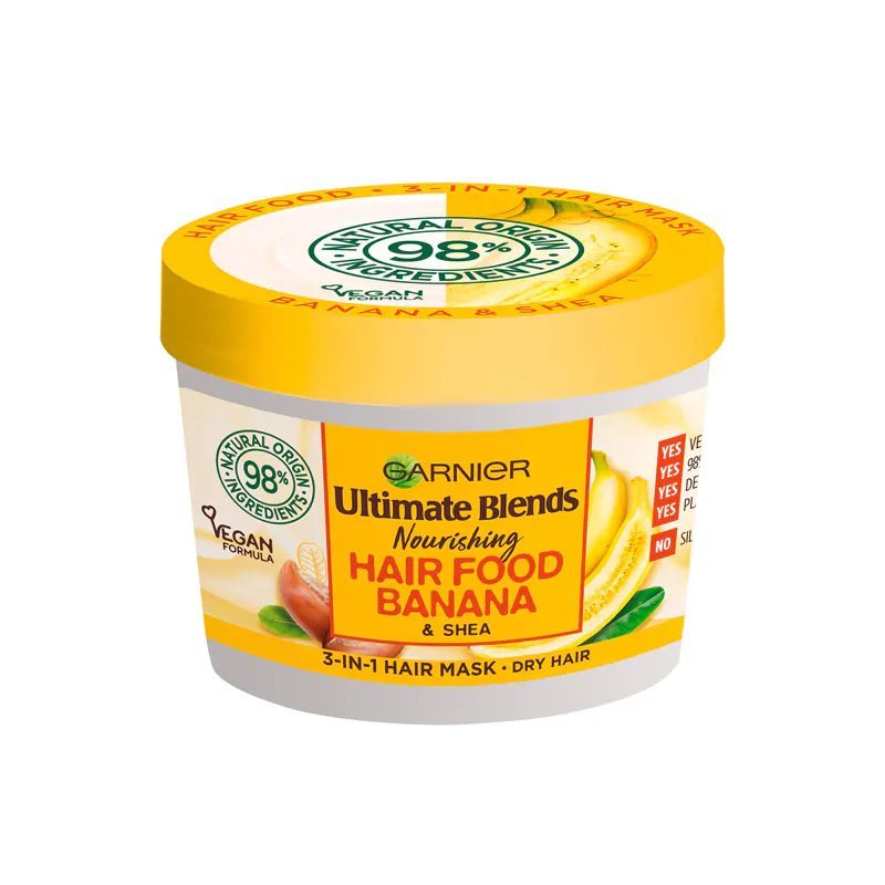 Garnier Ultimate Blends Hair Food Banana 3-in-1 Dry Hair Mask Treatment 400ml - Kbazar Korean Cosmetics Store