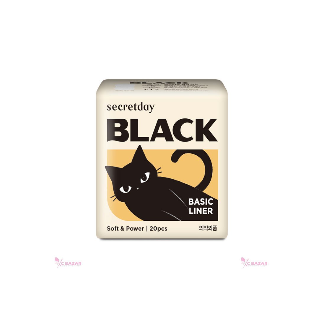 Secretday Black Sanitary Pads Basic Liner 20pcs - Kbazar - Korean Cosmetics Store