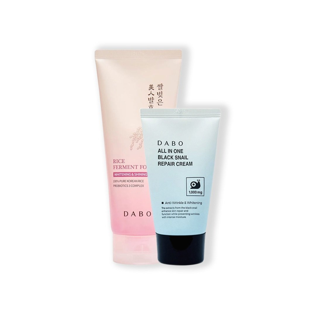 Student Combo: Dabo Rice Cleanser + Dabo Snail Moisturizer - Kbazar Korean Cosmetics Store