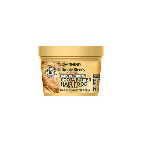 Garnier Ultimate Blends Curl Restoring Cocoa Butter Hair Food + Vitamin C,E,F Multi-Use Mask 400ml - Kbazar - Korean Cosmetics Store