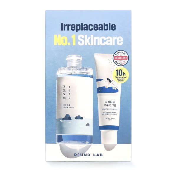 Round Lab 1025 Dokdo Toner + Birch Juice Moisturizing Sunscreen Set - Kbazar - Korean Cosmetics Store