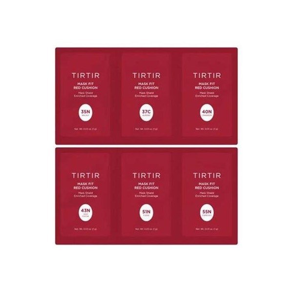 TIRTIR Mask Fit Red Cushion 6 Shade Trial Kit (35N/37C/40N,43N/51N/55N) - Kbazar - Korean Cosmetics Store