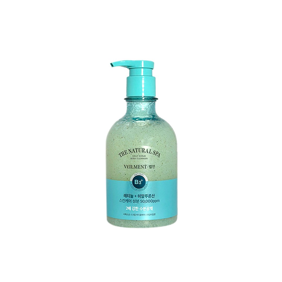 on the body Veilment Natural Spa Dead Sea Salt Scrub Body Wash Lime Basil Scent 400 ml - Kbazar - Korean Cosmetics Store