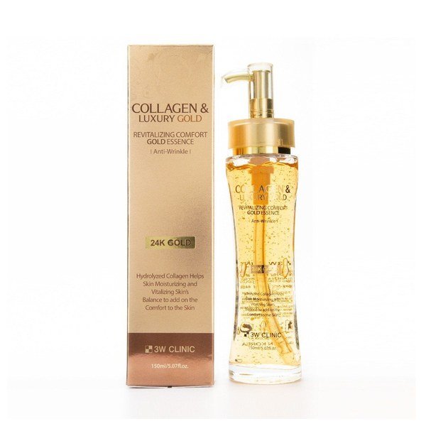 3W Clinic Collagen & Luxury Gold Revitalizing Comfort Gold Essence 150ml - Kbazar - Korean Cosmetics Store